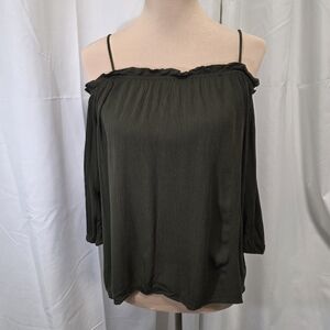 Chocolate Off-Shoulder Black Blouse